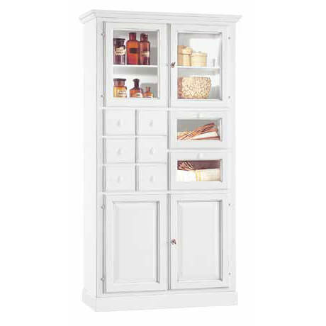 Milani Home Dispensa In Legno Massello 107x45x203 Bianco 107 x 203 x 45 cm