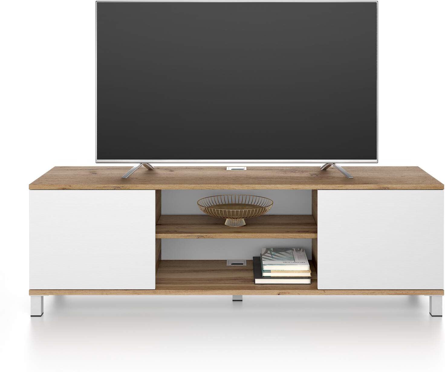 Mobili Fiver Mobile Porta Tv Rachele, Rovere Rustico e Bianco Frassino