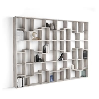 Mobili Fiver Libreria a parete XL Iacopo (236,4 x 321,6 cm), Grigio Cemento