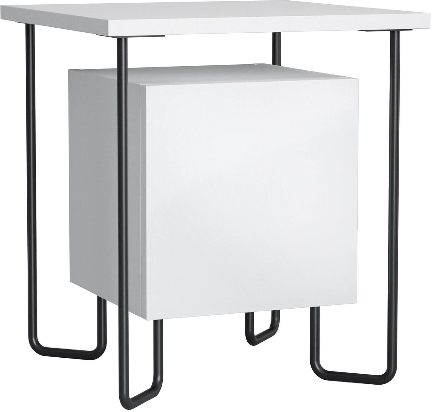 dechome 584v00wt831 Comodino Moderno Con Armadietto E Mensola In Legno E Gambe In Metallo 40x40x45cm Bianco - 584v00wt831