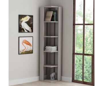 Relax e Design MOBILE ANGOLARE LIBRERIA 5 RIPIANI GRIGIO 34x34xH.161 (Antracite con 4 giorni)