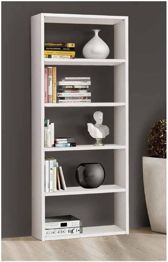 Libreria bianco frassinato moderna in truciolare laminato 89x30x218 cm