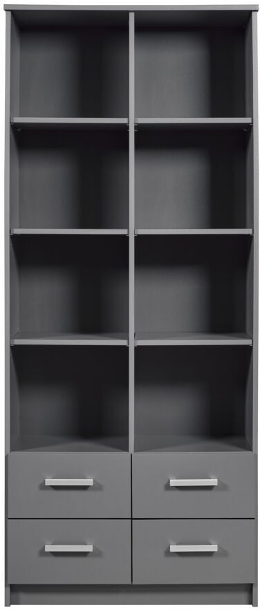 Libreria con 4 cassetti in laminato grigio