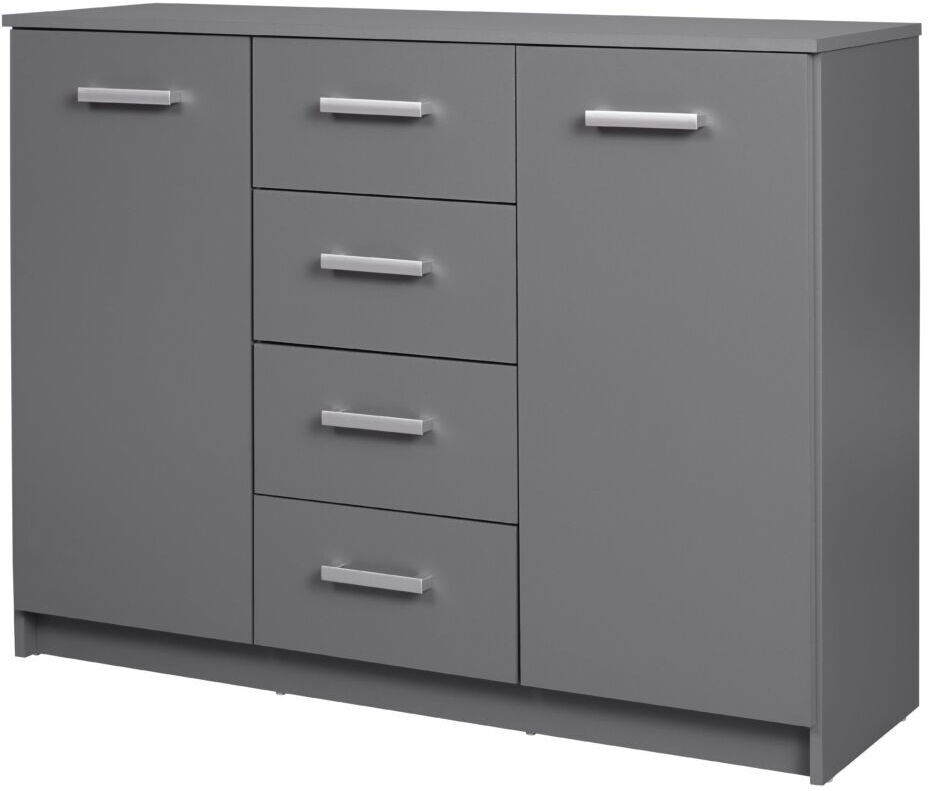 Credenza 2 ante 4 cassetti in laminato grigio