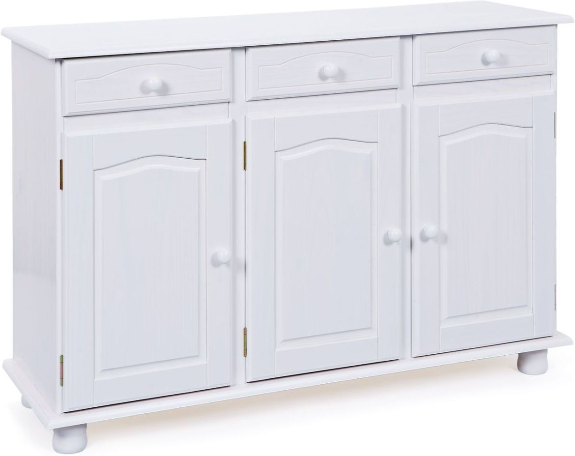 Credenza 3 ante 3 cassetti in pino massello bianco