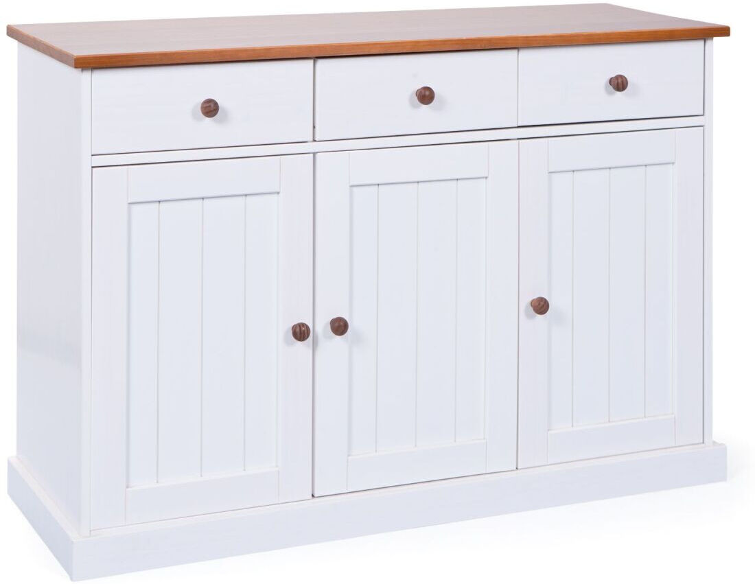 Credenza 3 ante 3 cassetti in pino massello bianco