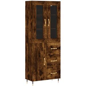 vidaXL Hoge kast 69,5x34x180 cm bewerkt hout gerookt eikenkleurig