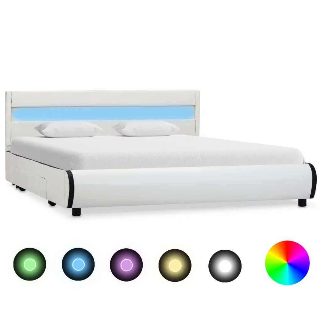 vidaXL Bedframe met LED kunstleer wit 140x200 cm