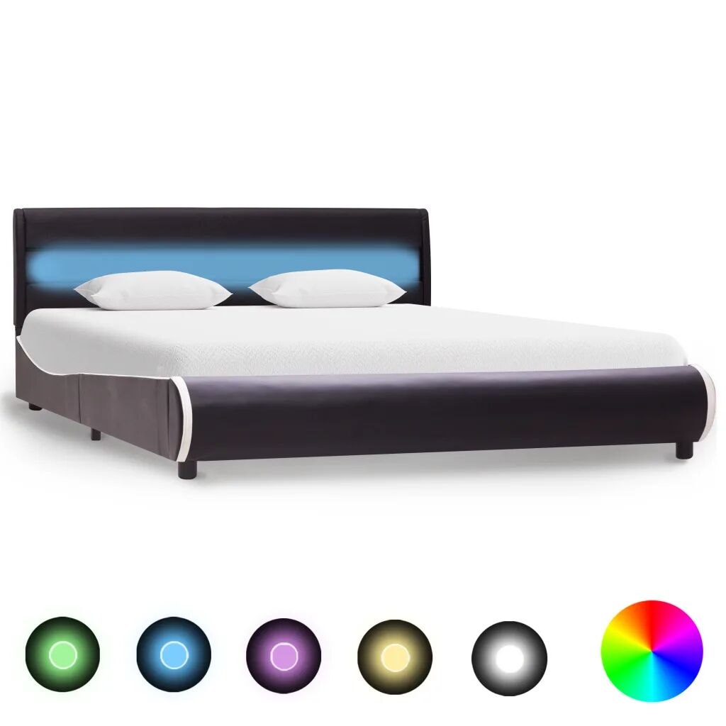 vidaXL Bedframe met LED kunstleer zwart 140x200 cm