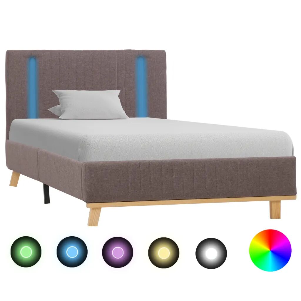 vidaXL Bedframe met LED stof taupe 90x200 cm