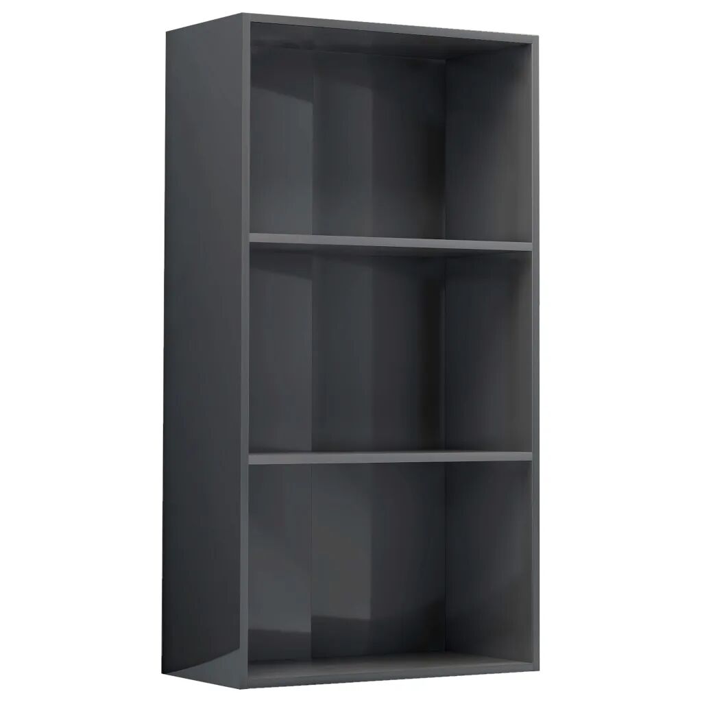 vidaXL Boekenkast 3 schappen 60x30x114 cm spaanplaat hoogglans grijs