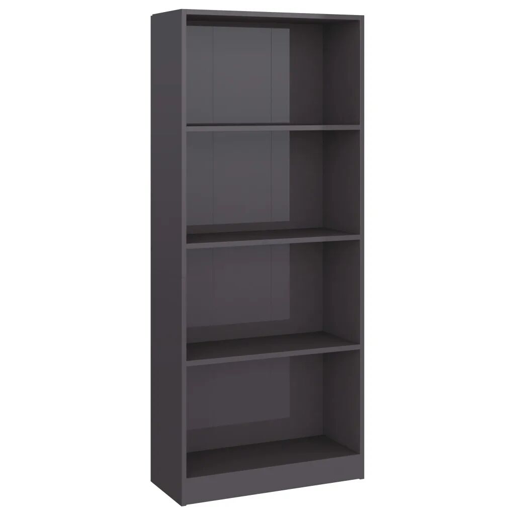 vidaXL Boekenkast met 4 schappen 60x24x142 cm spaanplaat hoogglans grijs