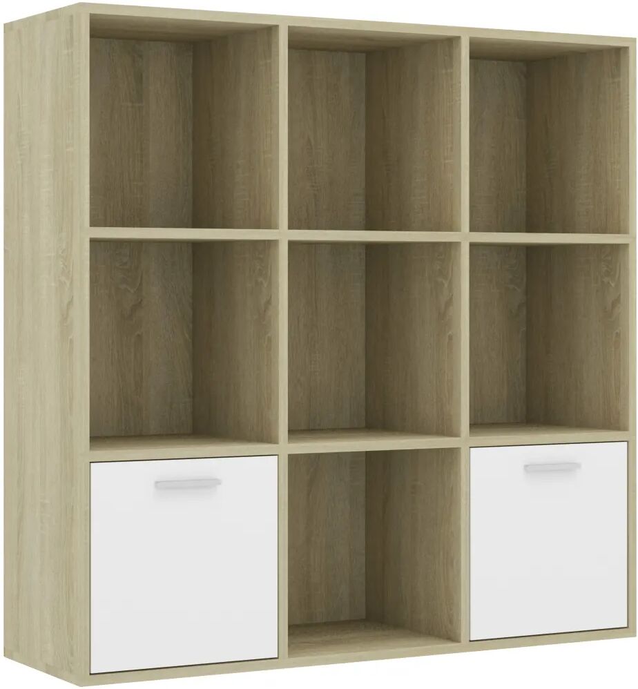 vidaXL Boekenkast 98x30x98 cm spaanplaat wit en sonoma eikenkleurig