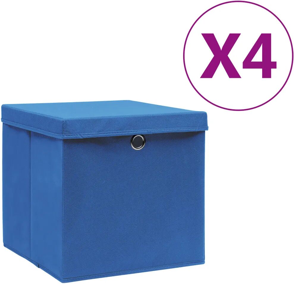 vidaXL Opbergboxen met deksels 4 st 28x28x28 cm blauw