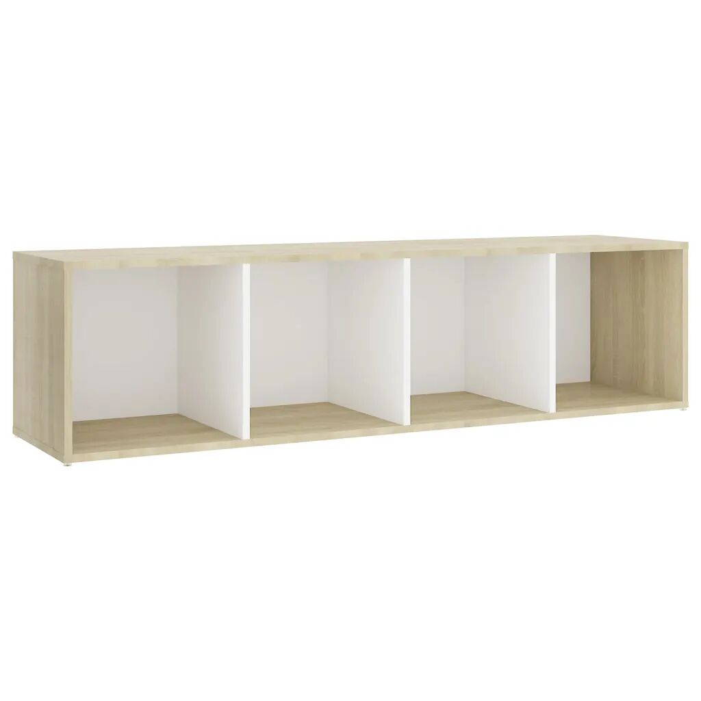 vidaXL Tv-meubel 142,5x35x36,5 cm spaanplaat wit sonoma eikenkleurig