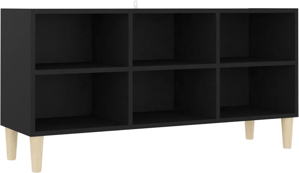 vidaXL Tv-meubel met massief houten poten 103,5x30x50 cm zwart