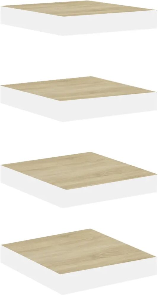 vidaXL Wandschappen zwevend 4 st 23x23,5x3,8 cm MDF eikenkleurig wit