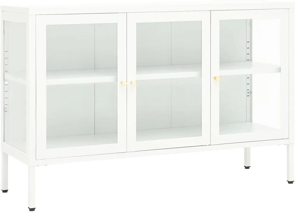 vidaXL Dressoir 105x35x70 cm staal en glas wit