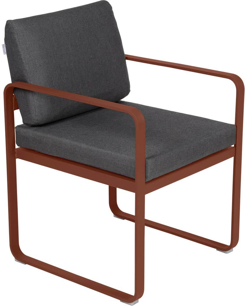 Fermob Bellevie Dining Armchair tuinstoel kussen antraciet Red Ochre