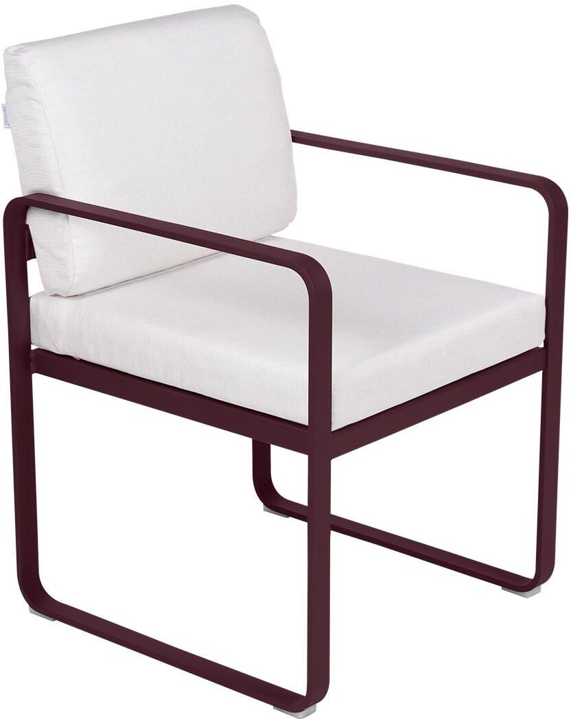 Fermob Bellevie Dining Armchair tuinstoel kussen wit Black Cherry