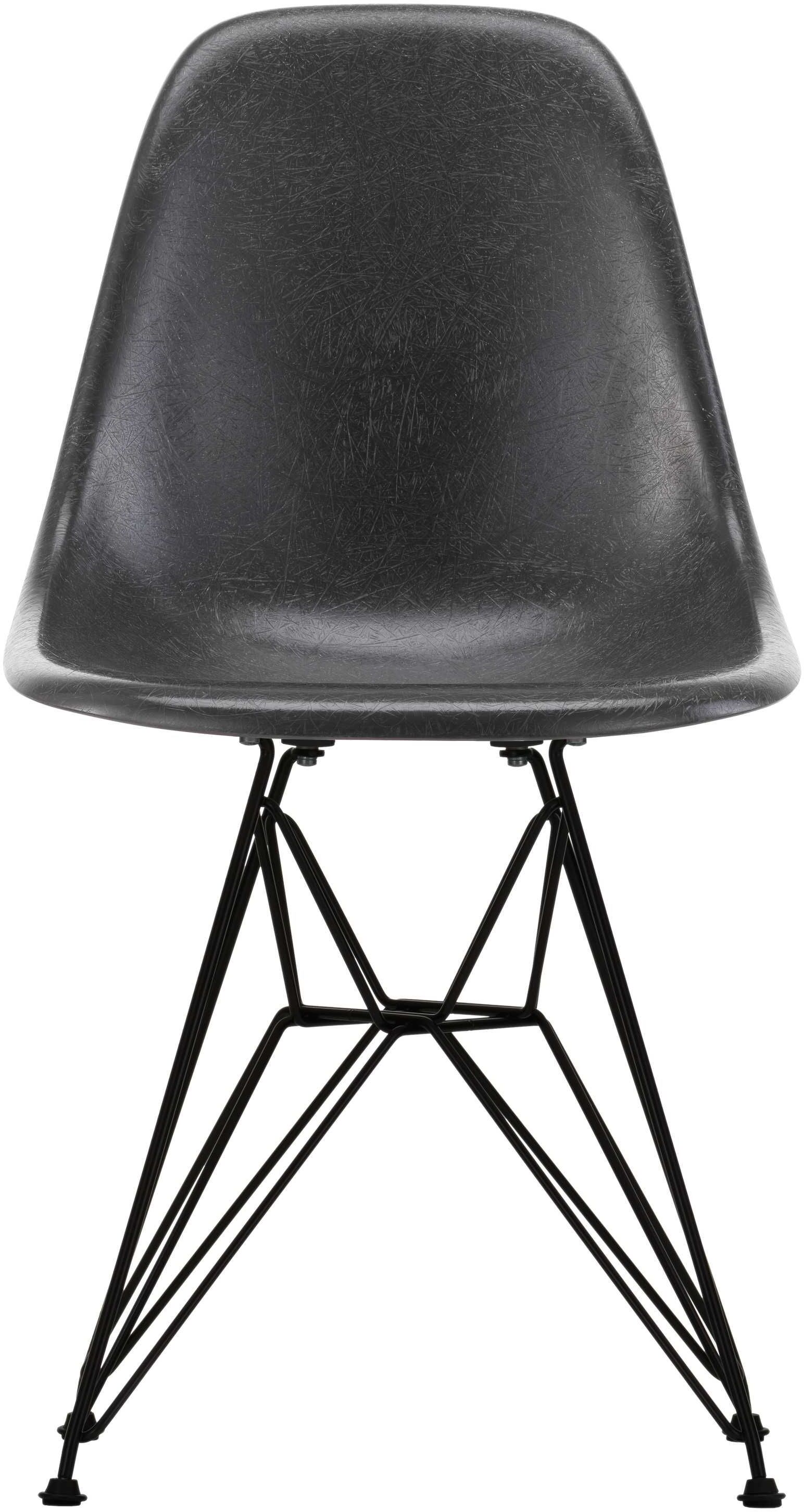 Vitra Eames DSR Fiberglass stoel zwart onderstel elephant hide grey