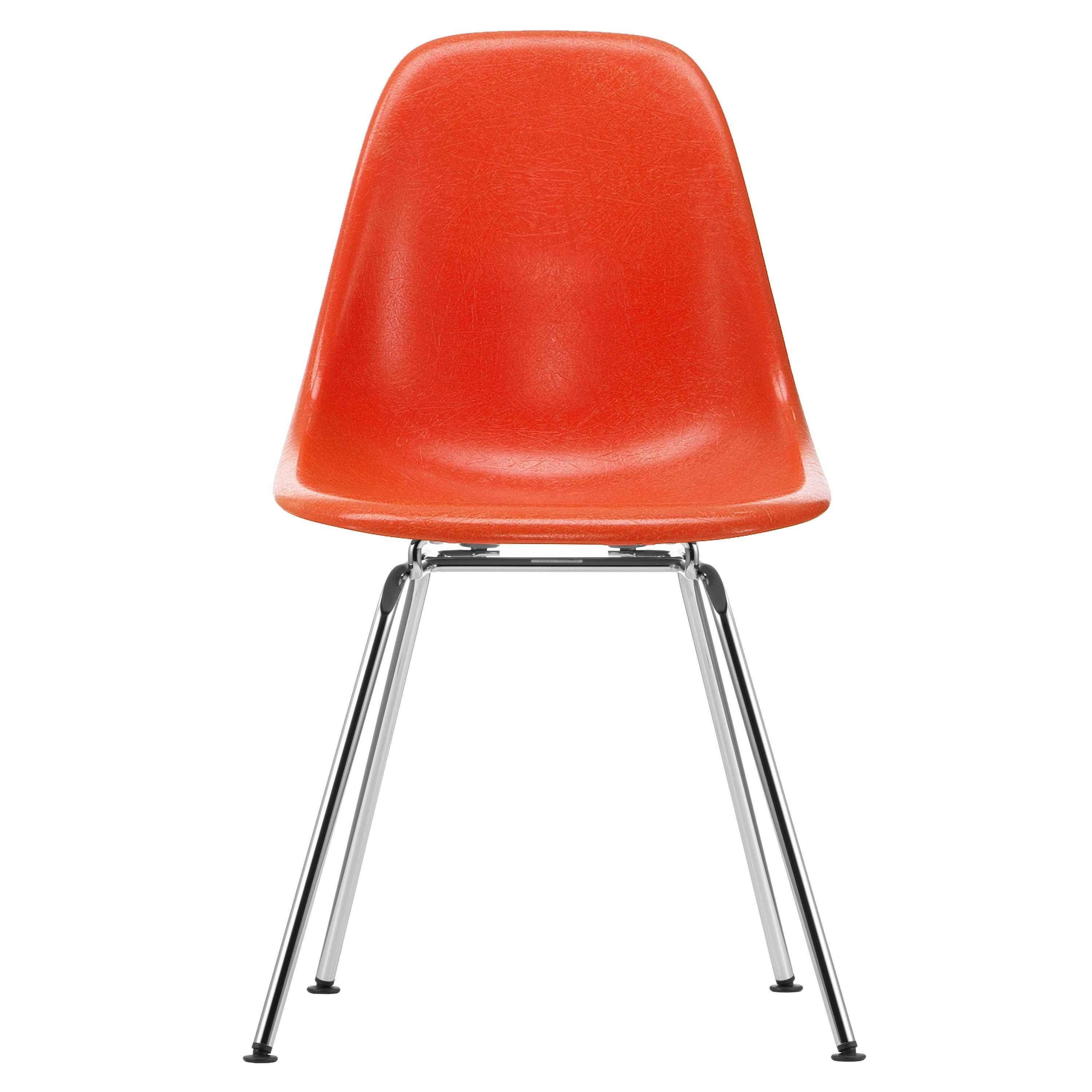 Vitra Eames DSX Fiberglass stoel chroom red orange