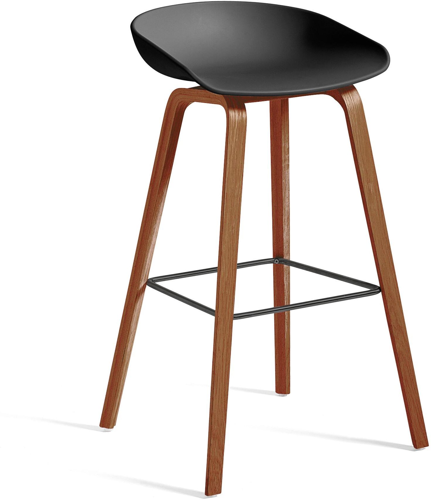 Hay About a Stool AAS32 barkruk 75cm walnoot onders. zacht zwart