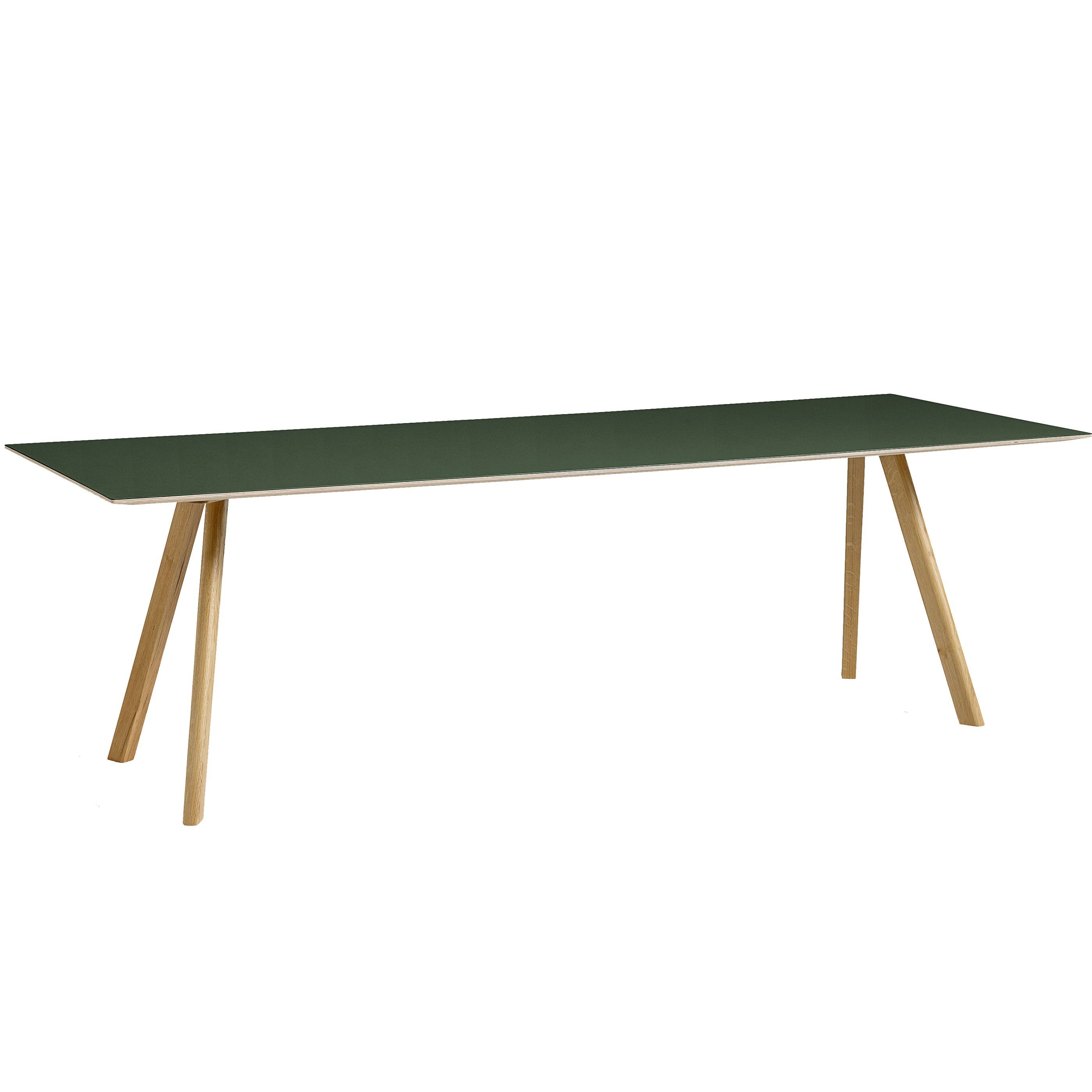 Hay Copenhague CPH30 tafel 250x90 gelakt eiken groen linoleum