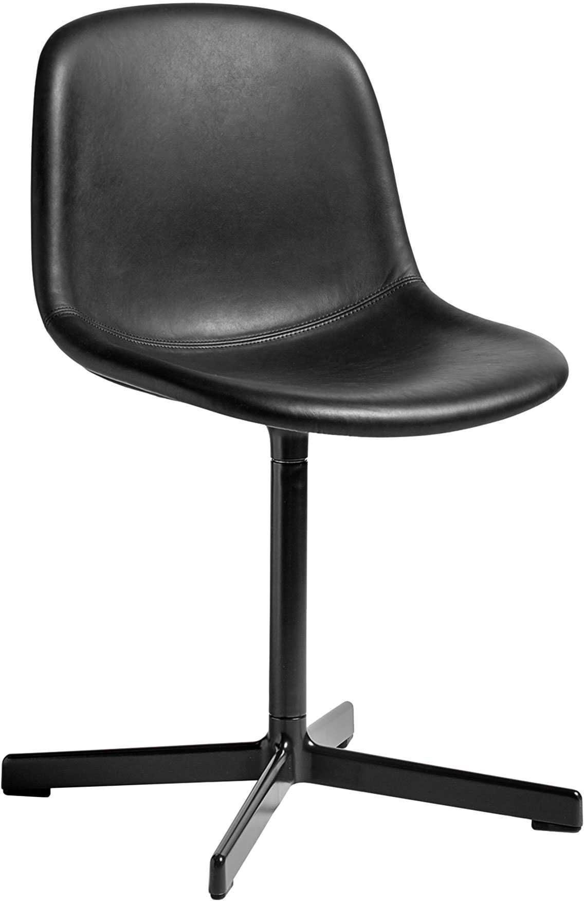 Hay Neu 10 Swivel stoel gestoffeerd soft black Sense Cognac