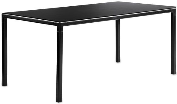 Hay Table T12 tafel rechte hoeken  - frame: zwart - top: zwart linoleum - 200x95x74