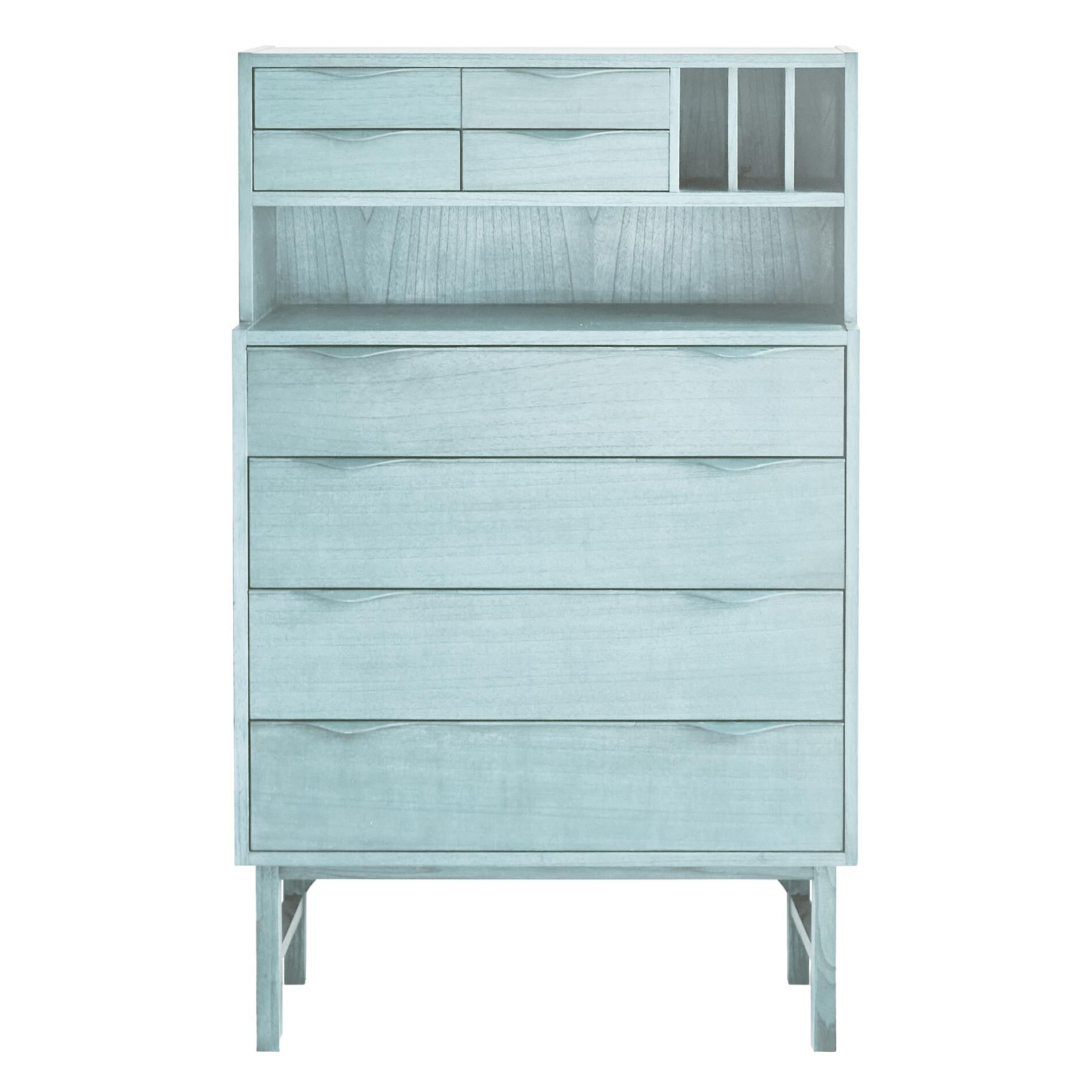 HKliving Wooden Secretairy ladekast grey/blue