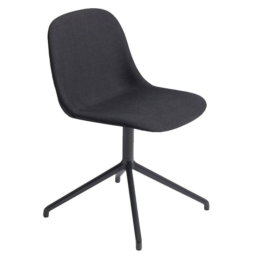 Muuto Fiber Side Swivel gestoffeerde stoel remix 183 / zwart