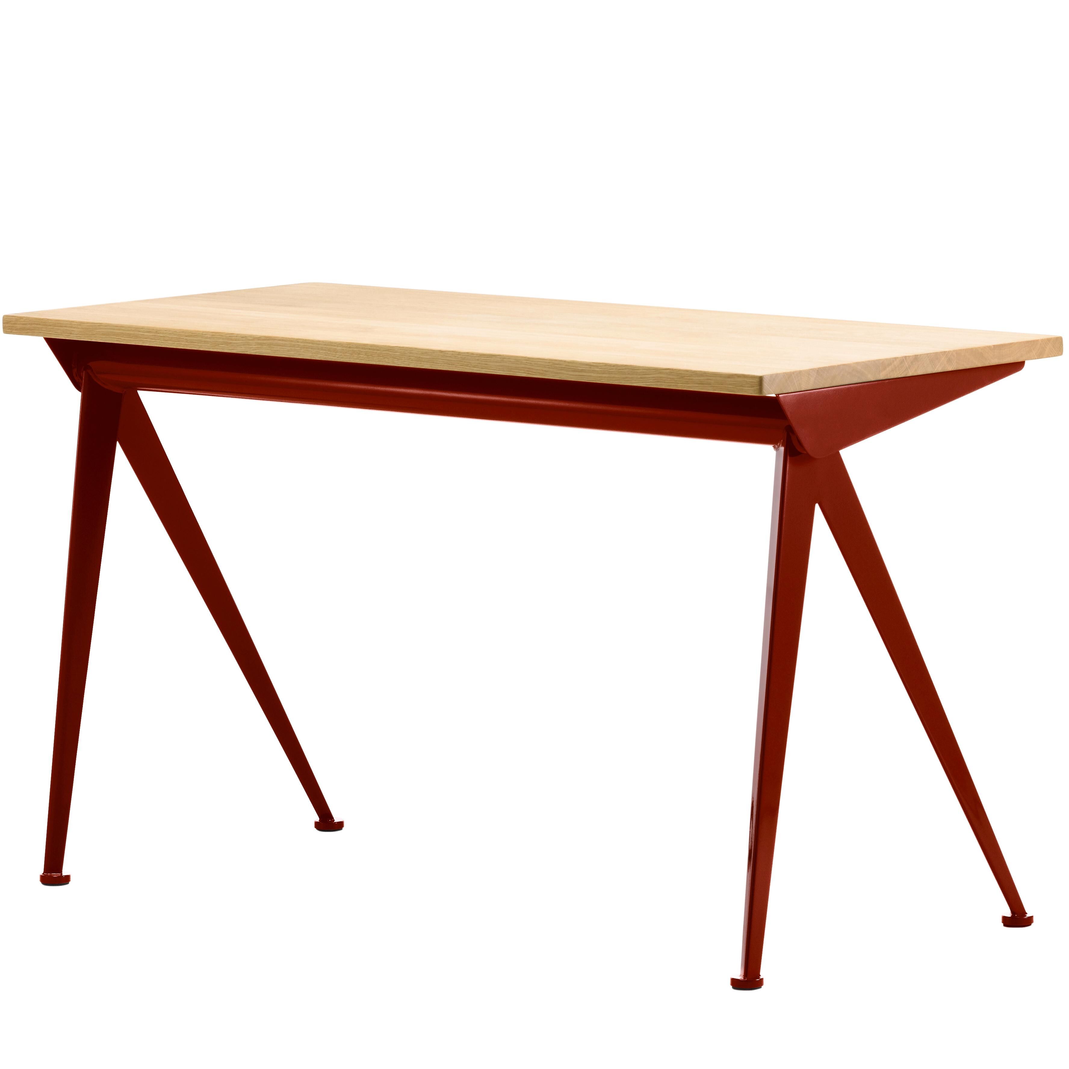 Vitra Compas Direction bureau 125x60 geolied eiken rood onderstel