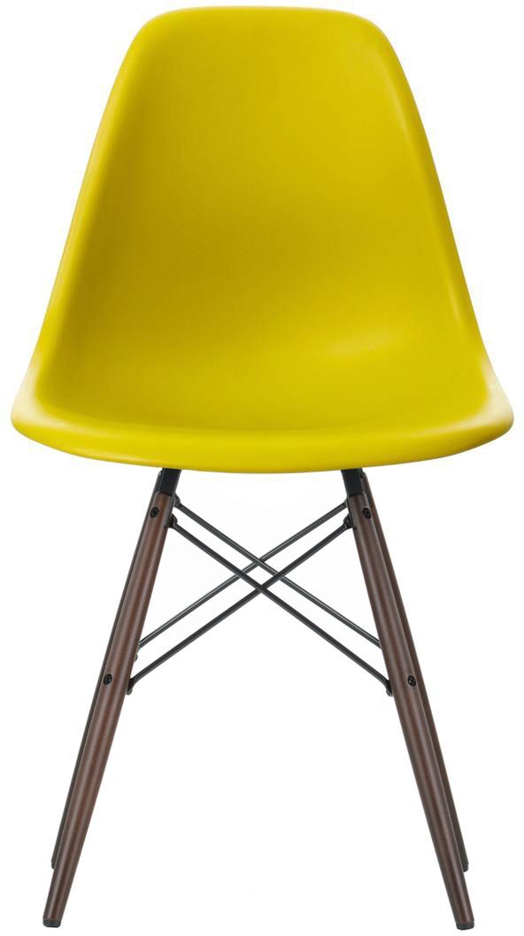 Vitra Eames DSW stoel donker esdoorn onderstel mosterdgeel