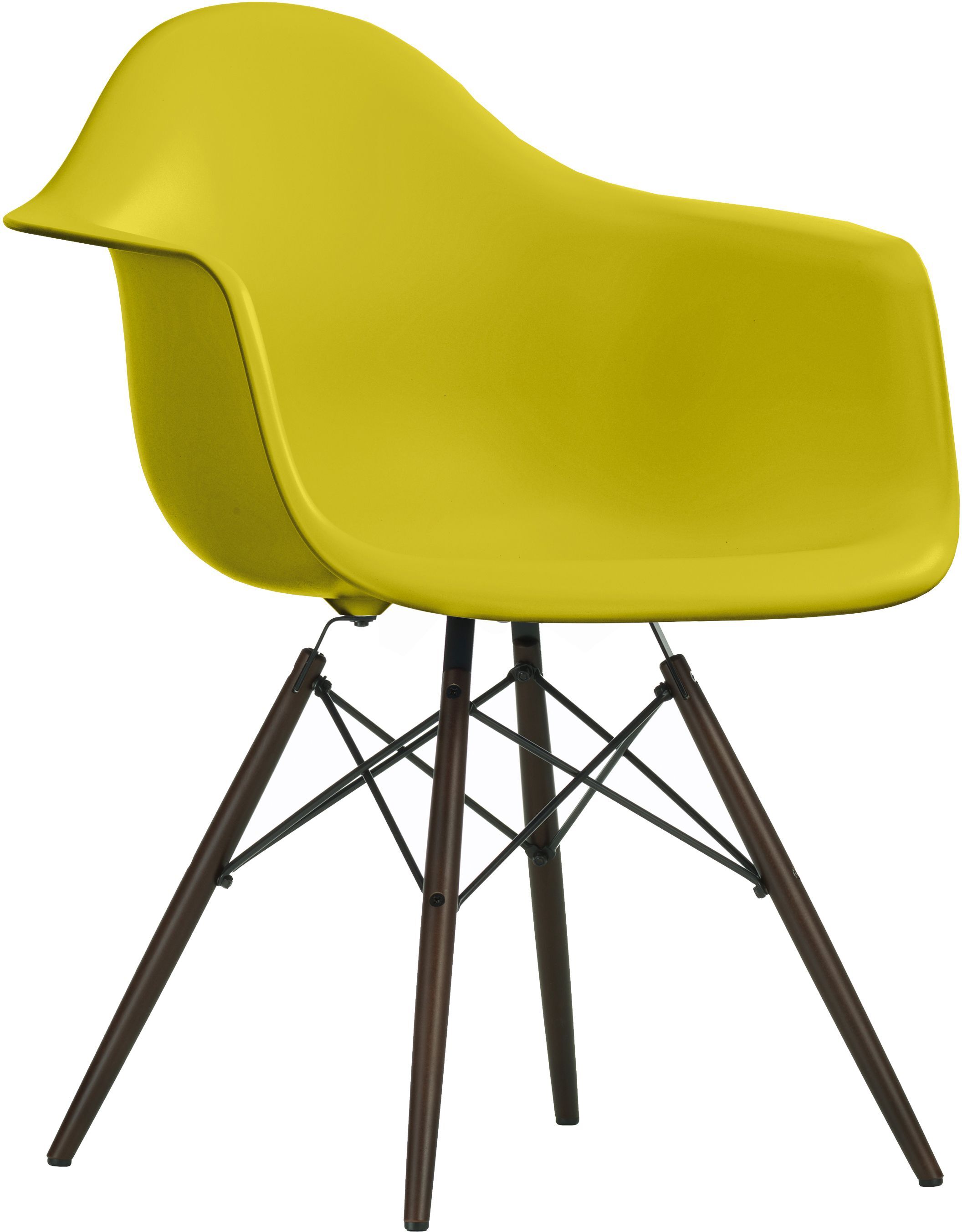 Vitra Eames DAW stoel zwart esdoorn onderstel mosterdgeel