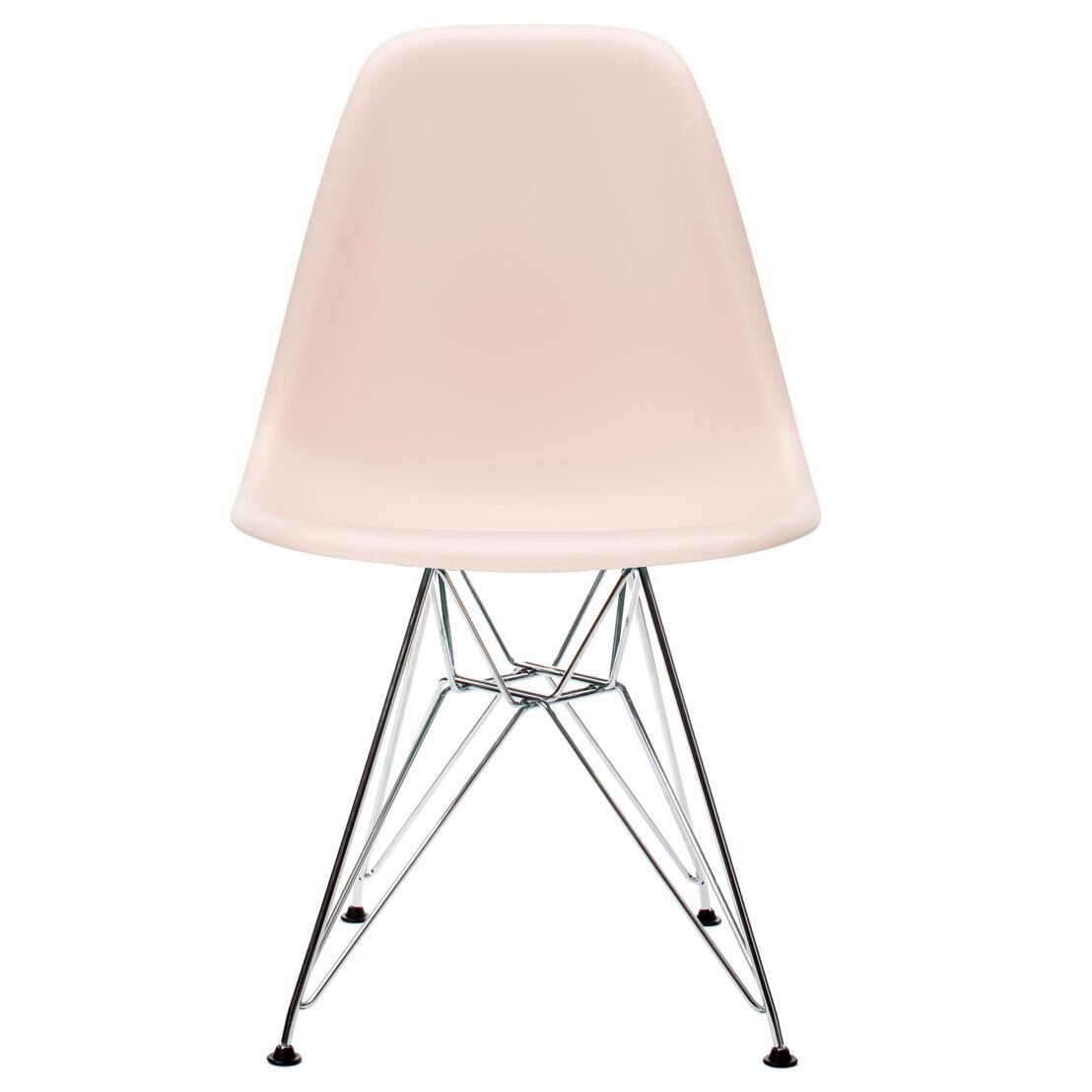 Vitra Eames DSR stoel verchroomd onderstel zacht rose