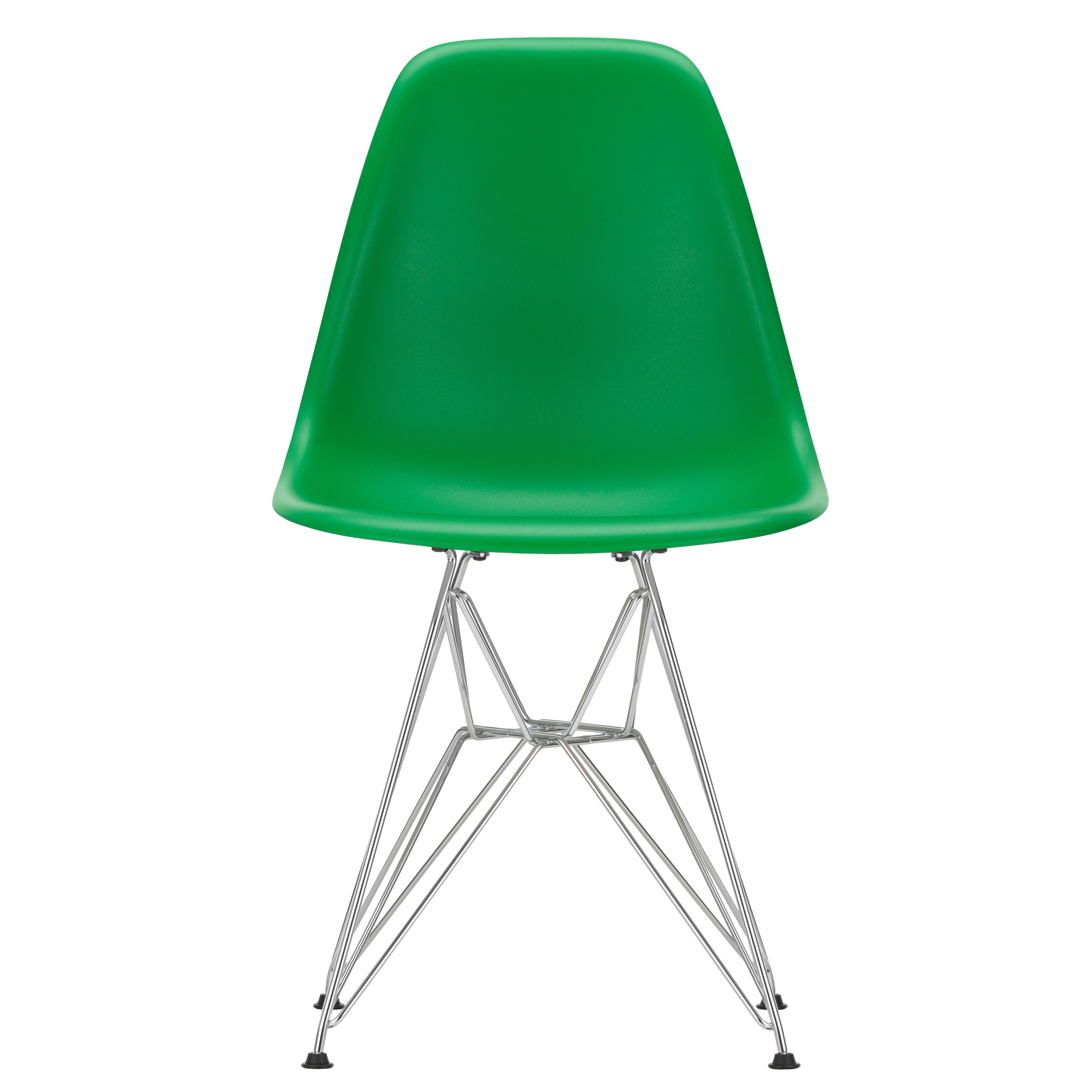 Vitra Eames DSR stoel verchroomd onderstel groen