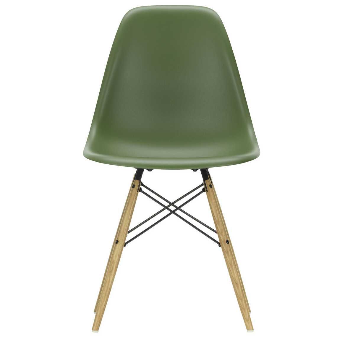 Vitra Eames DSW stoel geelachtig esdoorn onderstel forest