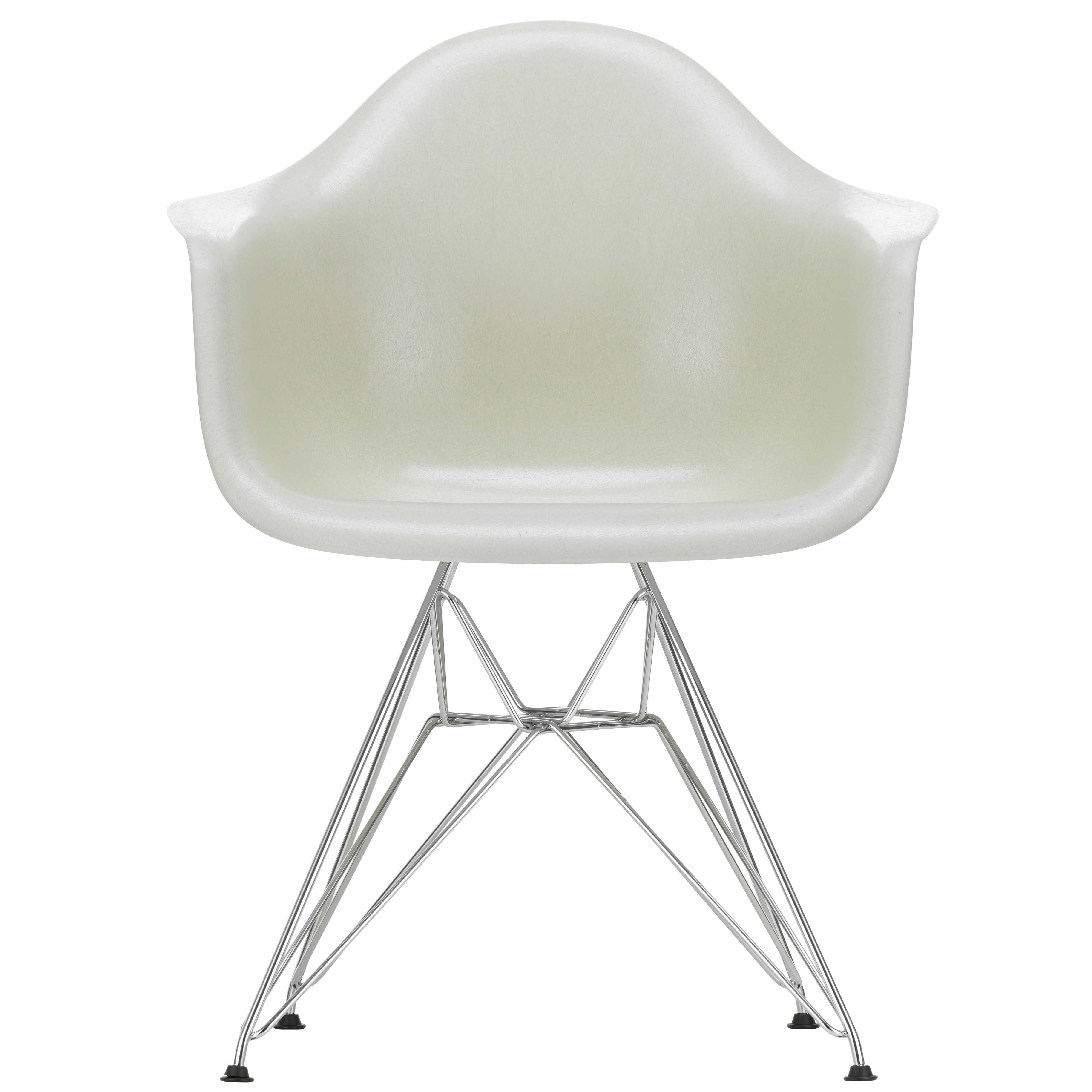 Vitra Eames DAR Fiberglass stoel chroom parchment