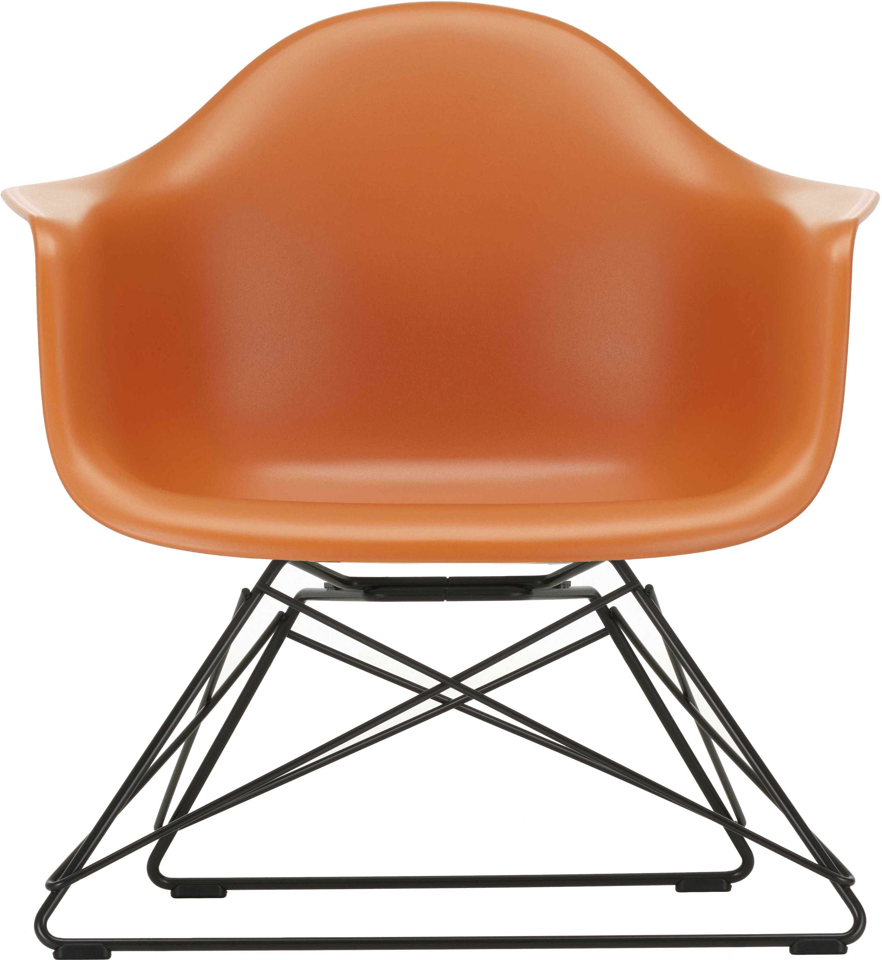 Vitra Eames LAR loungestoel zwart onderstel rusty orange