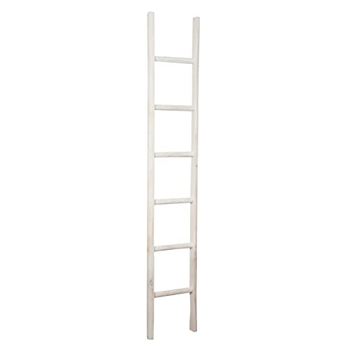 Biscottini Badhanddoekenladder, 200 x 6 x 36 cm, decoratieve houten ladder, bruikbaar als mute-dienaar voor de slaapkamer of handdoekladder, shabby decoratieve houten ladder