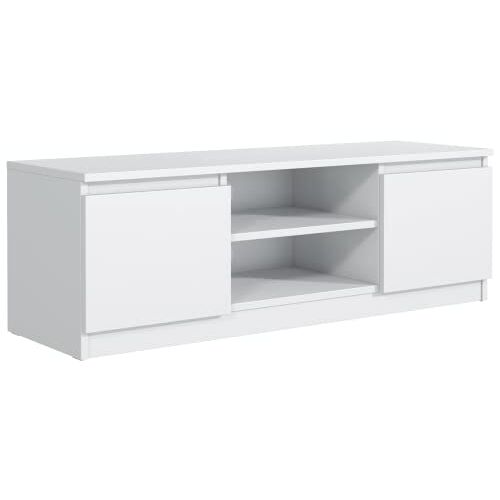 meble masztalerz TV-Kast Wit mat met 2 Planken en 2 deuren, 160 cm, TV-meubel, Lowboard, Televisietafel voor Televisie, Televisiekast, voor Woonkamer