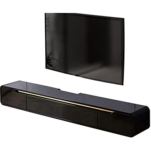 Suuim Wandgemonteerd tv-meubel MDF wandgemonteerde tv-kastconsole, 47,2 inch zwevende tv-standaard, wandgemonteerd met 2 lades, wandgemonteerde multimedia-opbergplank Wa