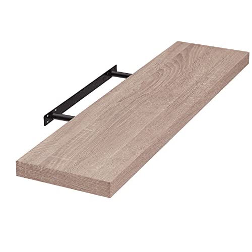 EUGAD 0117QJ Wandplank, boekenplank, hangplank, dvd-plank, cd-plank, plank, hout, 80 cm, eiken
