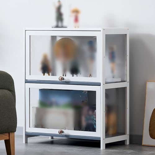 SPABOY Vitrine Vitrinekast Verzamelobjecten Witte Vrijstaande Vitrine, Keukenkast Kast Opbergkast Heldere Vitrine Voor Figuren, Verzamelobjecten Pop-actie (Size : 2layer-80cm/32in)