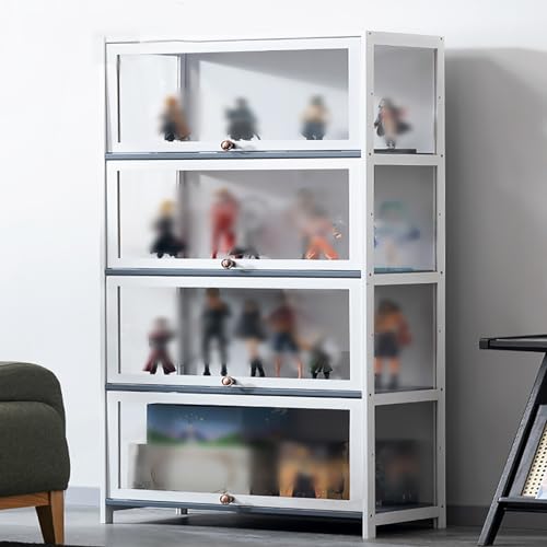 SPABOY Vitrine Vitrinekast Verzamelobjecten Witte Vrijstaande Vitrine, Keukenkast Kast Opbergkast Heldere Vitrine Voor Figuren, Verzamelobjecten Pop-actie (Size : 4layer-60cm/24in)