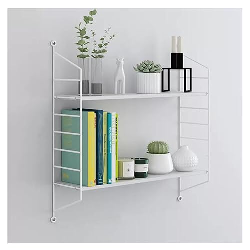 EESHHA Wandplank Zwevende planken Wandgemonteerde zwevende planken, wanddecoratieplanken Duurzaam metalen frame voor woonkamer Keuken Balkon Boorvrije installatie (Kleur: Wit, Maat: 82X75Cm)