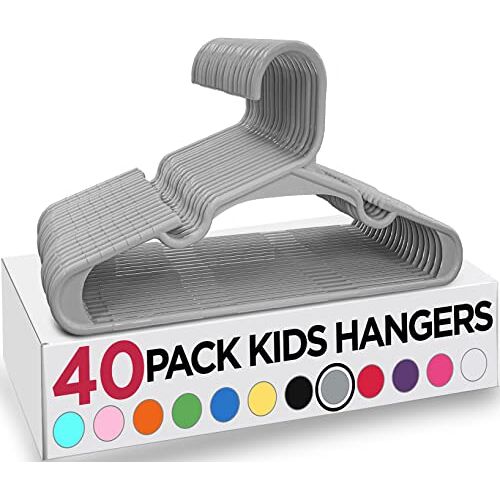 Utopia Home Plastic kinderhangers voor kleding babykleerhangers voor verpleegster en kast duurzame en slanke kinderhangers ruimtebesparende peuterhangers babyhangers en babyjas (Pack van 40,