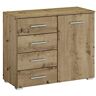 Rauch Möbel Base Commode, Eiken Artisan, 1-deurs, 4 laden, BxHxD 80x68x40 cm