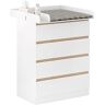 WOLTU commode met afneembaar commode, commode baby, commode, commode met 4 lades, hoogte 110 cm, wit